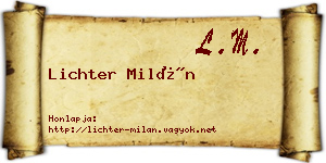 Lichter Milán névjegykártya